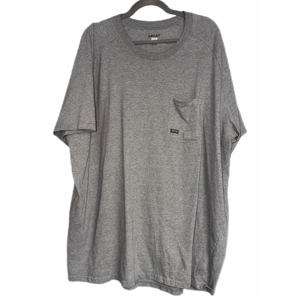 Ariat Rebar Mens 4XL Gray Cotton Short Sleeve Pocket Work T-Shirt RN 105037